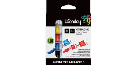 Gouache, Kartonhülle mit 5 Tuben à 12 ml