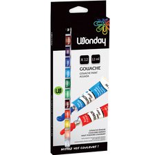Gouache, étui carton de 12 tubes de 12 ml