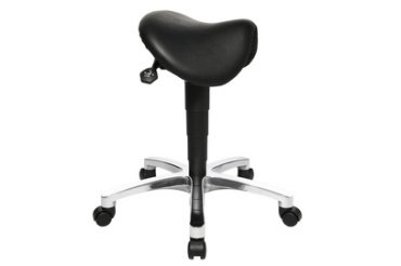 Tabouret 'Bonanza', cuir véritable, noir