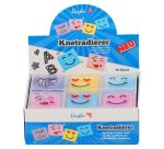 Gomme souple visages, en présentoir de 18