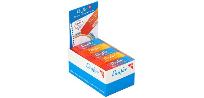 Gomme en plastique PLAST COLOR, en présentoir de 20