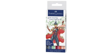 FABER-CASTELL Feutre PITT artist pen, étui de 6 Comic