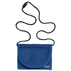 Pochette tour de cou, nylon, bleu