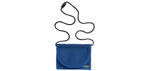 Pochette tour de cou, nylon, bleu