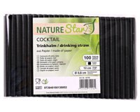 Papieren rietjes 'Cocktail', 130 mm, zwart