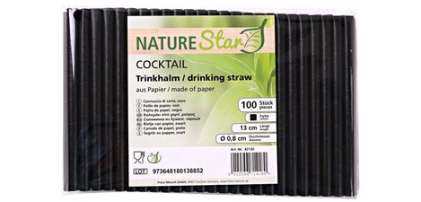 Paille en papier 'Cocktail', 130 mm, noir