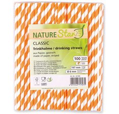 Paper straw, 197 mm, black/white striped