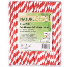 Paille en papier, 197 mm, rayé noir/blanc