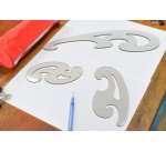 Pistolet à dessin, 3 pièces, transparent gris fumé