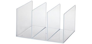 Porte-revues acrylique, 3 compartiments, transparent