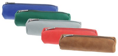 Runde Federtasche, aus Kunstleder, passend