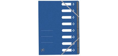 Elba Oxford Top File+ trieur, 8 compartiments, avec des élastiques, bleu