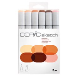 Marqueur sketch, kit de 6 'Skin tones'