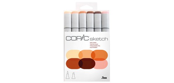 Marqueur sketch, kit de 6 'Skin tones'