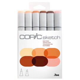 Marqueur sketch, kit de 6 'Skin tones'