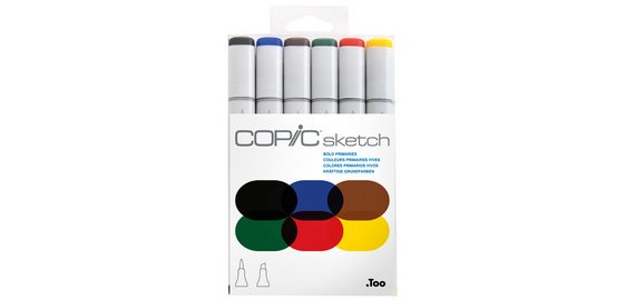 Sketch marker, set of 6 'Blodt Primaries'