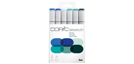 Sketch marker, set of 6 'Sea & Sky'