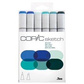 Sketch marker - kit van 6 'Sea & Sky'