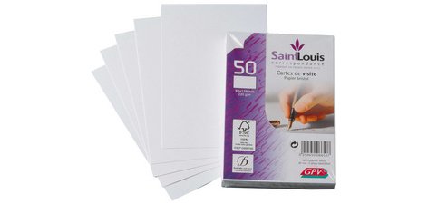 Cartes de visite Saint Louis, 82 x 128 mm, blanc