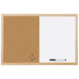 2-in-1 whiteboard/kurkbord, (B)400 x (H)300 mm