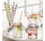 Paille en papier 'Dots', 200 mm, assorti