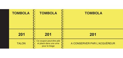 Bloc 'Tombola', 50 x 150 mm, jaune canari
