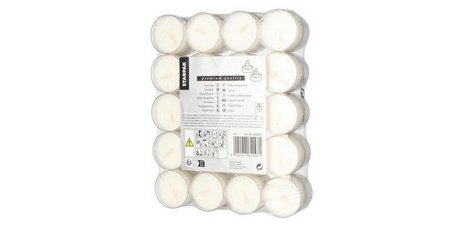 Bougie chauffe-plat, diamètre: 38 mm, blanc