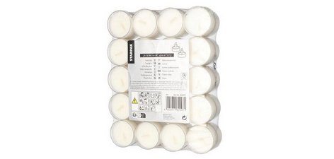 Bougie chauffe-plat, diamètre: 38 mm, blanc