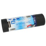 Sac poubelle LDPE, à lien coulissant, 120 L, noir