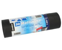 Sac poubelle LDPE, à lien coulissant, 120 L, noir