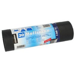 Sac poubelle LDPE, à lien coulissant, 120 L, noir