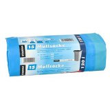 Sac poubelle LDPE, à lien coulissant, 120 L, bleu