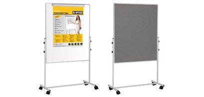 Tableau mixte mobile Duo, tableau blanc / feutre