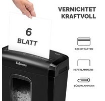 Fellowes powershred 6m paper shredder micro-cut shredding black