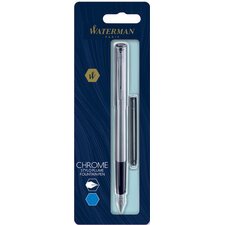 Blister stylo plume GRADUATE chromé + 1 cartouche longue Bleue