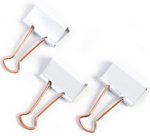 Pince double-clip, (L)19mm, blanc/or rose, 80 pièces