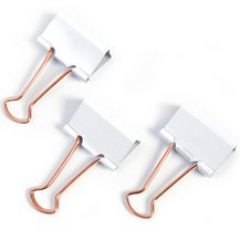 Pince double-clip, (L)19mm, blanc/or rose, 80 pièces