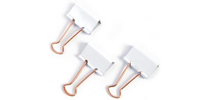 Pince double-clip, (L)19mm, blanc/or rose, 80 pièces