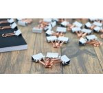 Pince double-clip, (L)19mm, blanc/or rose, 80 pièces