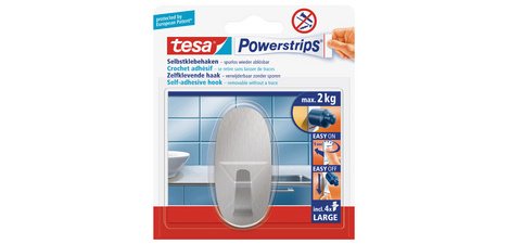 Powerstrips LARGE Adhesive Hook, metal, oval