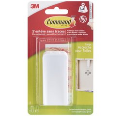 Command accroche tableaux, blanc, blister de 1 crochet et 2 languettes