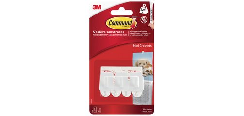 3M  Mini-crochet, plastique, taille: S, blanc