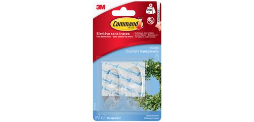 3M  Crochet, oval, plastique, transparent, taille: M