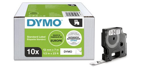 DYMO Cassette de ruban à étiqueter D1, 9 mm x7 m, pack de 10