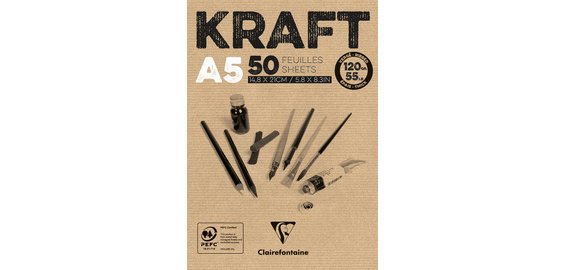 Kraft bloc collé 50F A5 120g