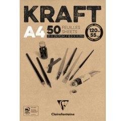 Bloc papier dessin 'KRAFT', A4, 120 g/m2