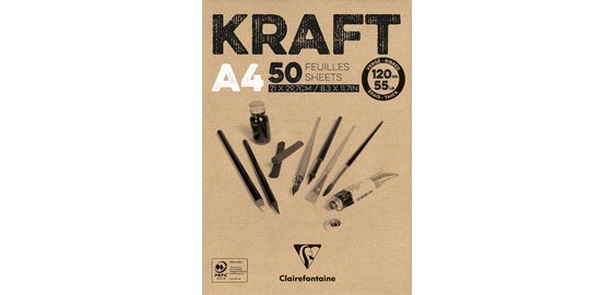 Drawing paper pad 'KRAFT', A4, 120 g/m2