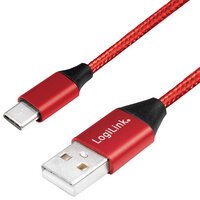 Câble USB 2.0, USB-A - USB-C mâle, 0,3 m, rouge