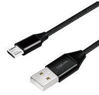 Câble USB 2.0, USB-A - Micro USB, 0,3 m, noir
