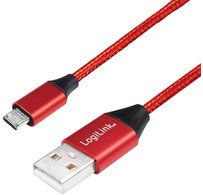 Câble USB 2.0, USB-A - Micro USB, 0,3 m, rouge